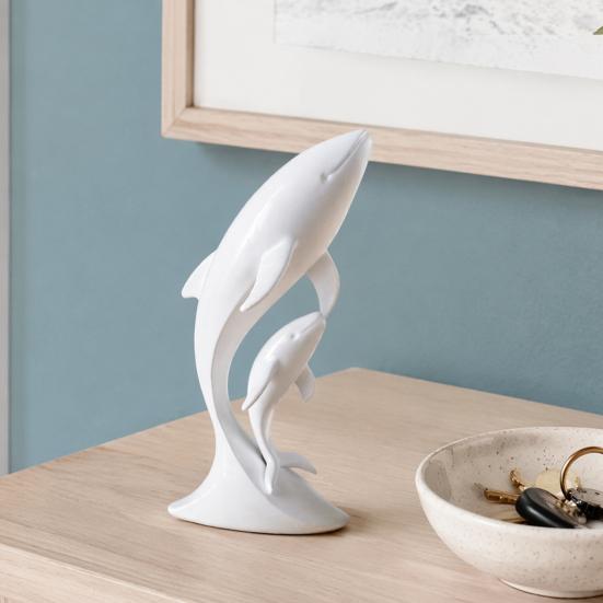 Whale Art for Nursery Decor 3D Printed Ornaments, Mother And Child Figurines, Modern Minimalist Double Sculpture Home Office Matte Solid Color