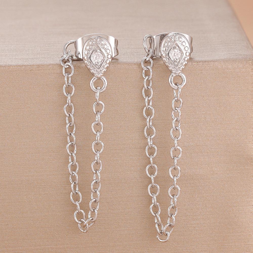 Vintage Fashion Zircon Star Hoop Earrings For Women French Design 14K Gold Plated Chain Earring Punk Cartilage Piercing Jewelry