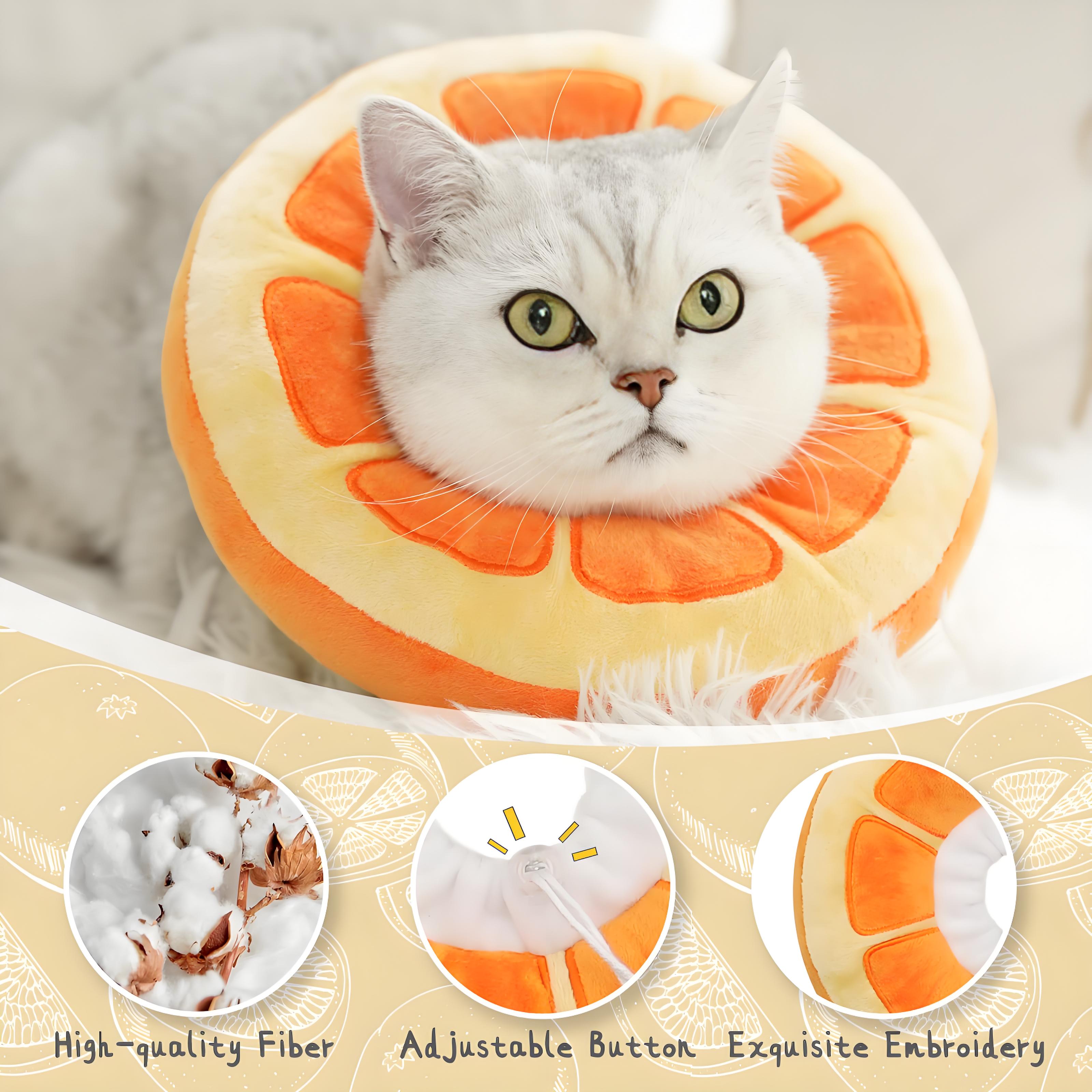 Adjustable Cat Cone Collar Soft, Cute Cat Donut Collar After Surgery, Kitten Recovery Cones to Stop Licking arancione