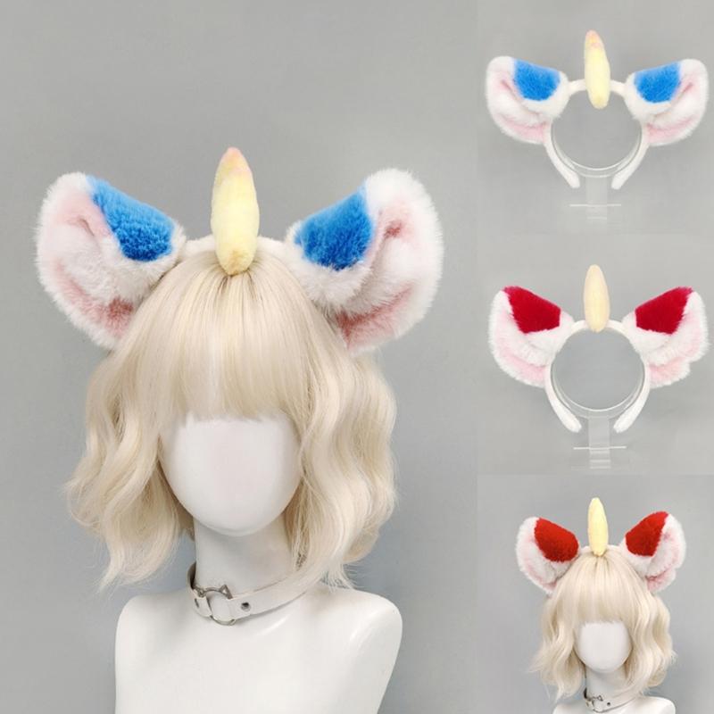 High Elasticity Plush Headbands Featuring Cute Mythical Ears Face Washing Soft Material Sensitive Skin Friendly