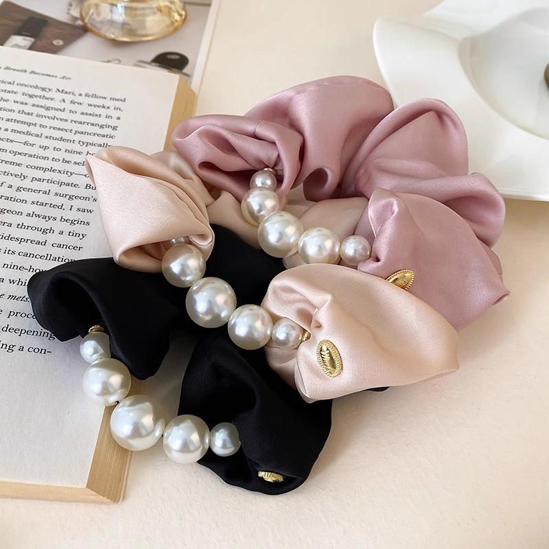 

Французский стиль женская атласная резинка для волос с жемчугом, высокочувствительная однотонная резинка для волос, женская спортивная резинка для волос, аксессуары для волос, галстуки бездна