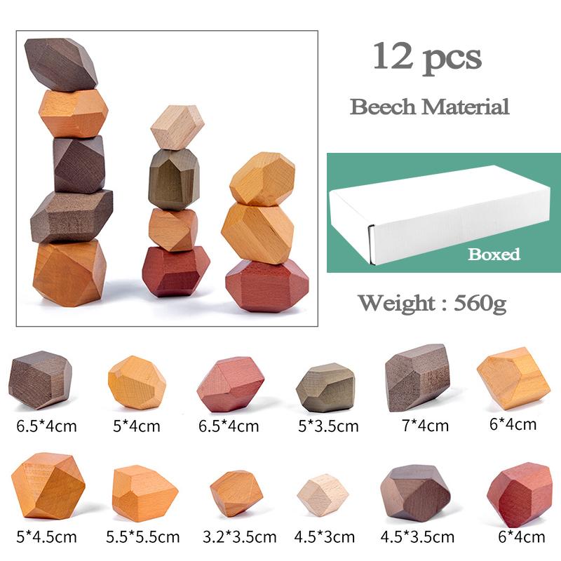 Children Wooden Gem Stone Balanc Building Blocks Educational Toys Creative Nordic Style Stacking Game Rainbow Wooden Toys Gift
