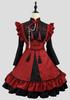 YZZYQQ Maid Cute Red and Black Outfit with Gothic Alice in Wonderland Princess Classical and Plus Size Maid Size M Costume, Cosplay, Ribbon, Lolita,