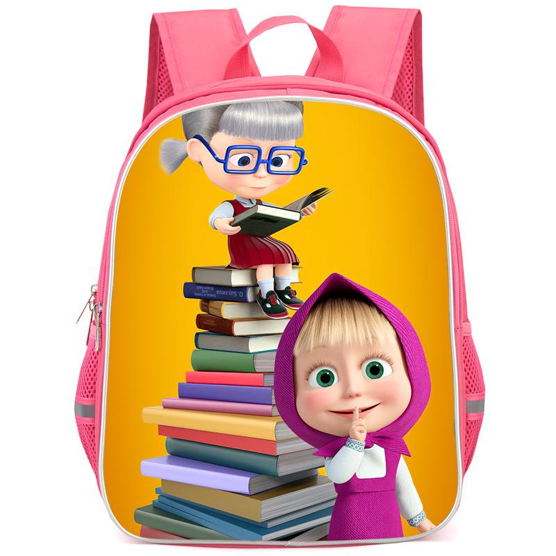 Masha And Bear School Bag Elementary School Cartoon High Definition Printing Large Capacity Zipper Oxford Lightweight Ridge Backpack