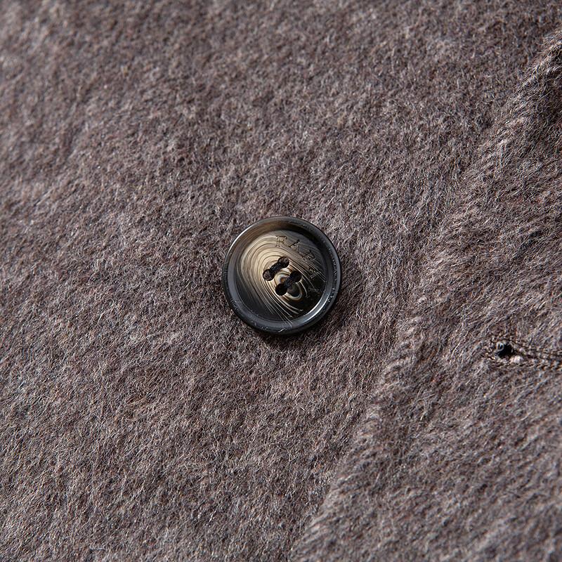 FAPAI Men's Wool Blend Mid-Length Double-Breasted Coat