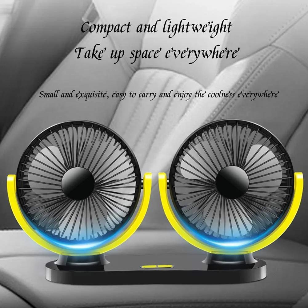 5V / 12v / 24V Car USB Fan Cooling Car Fan Dual Head Car Fan 3 Speeds Adjustable For Auto Cooler Air Fan Car Accessories Fan