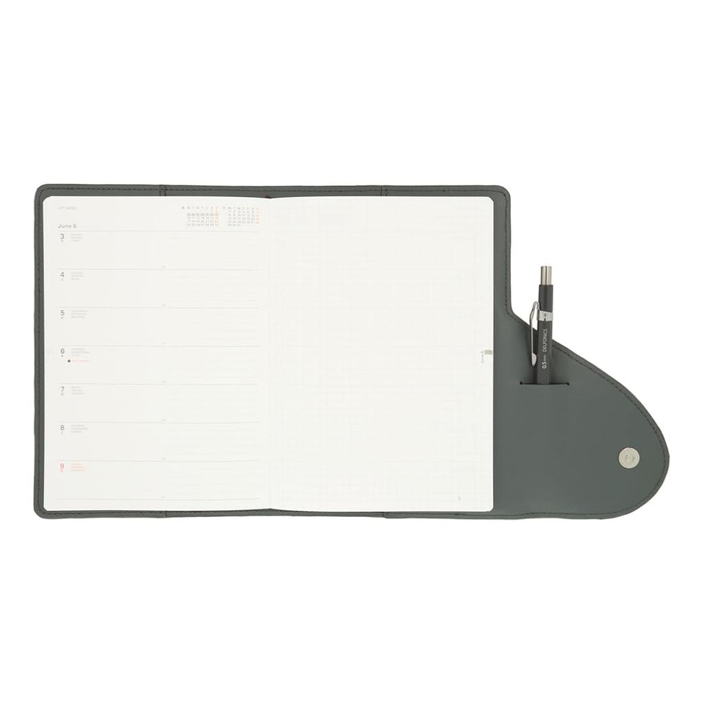 Delfonics Leather Flap Diary Cover, B6 (Dark Gray)