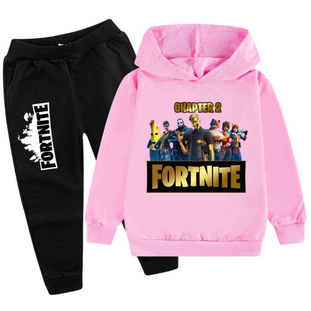 

2 шт. Набір одягу Fortnite для хлопчиків та дівчаток Осінь Зима Модні штани з кишенями Худі З довгим рукавом Толстовка Одяг на Хелловін Подарунок 150