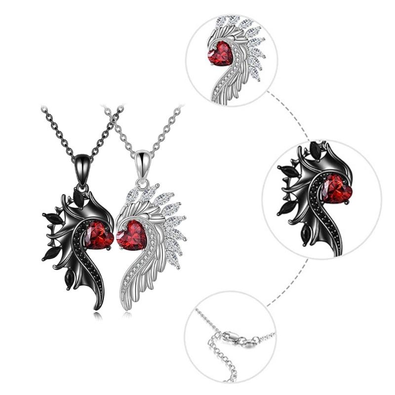 Pendant Necklace Women Angel Devil Wing Shaped Pendant Necklaces Fashion Party Jewelry Alloy Material for Women Girls