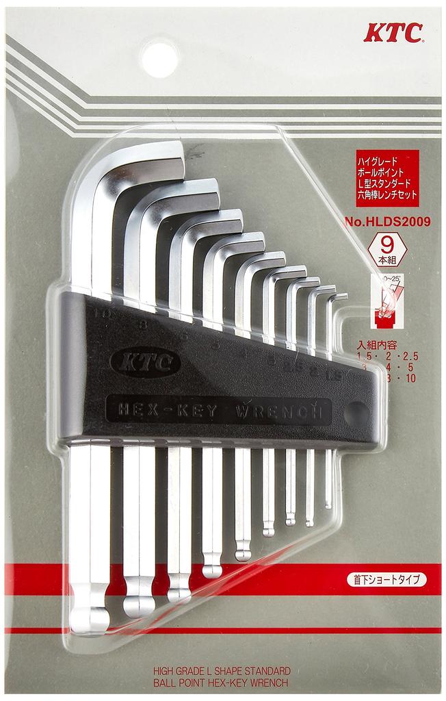 Kyoto Werkzeug Kugelschreiber Standard Sechskantschlüssel Kurzset HLDS2009 (KTC) L-förmiges Set, Hals, 9-teilig