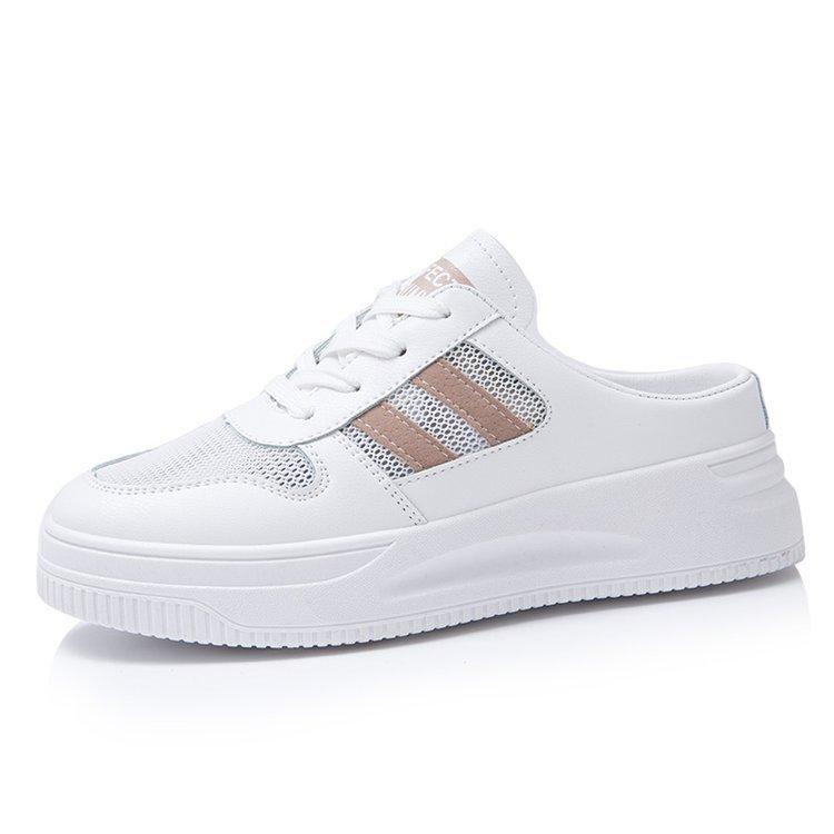 Foreign Trade Little White Slippers Women's 2025 Summer Rubber Women's Shoes Mesh Breathable Simple Bag Head Cool Half Drag