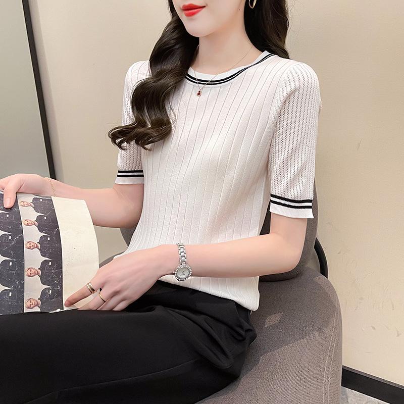 

Knitted sweater women s inner bottom low-neck top spring 2025 new early spring thin autumn and winter crew neck sweater women S белый