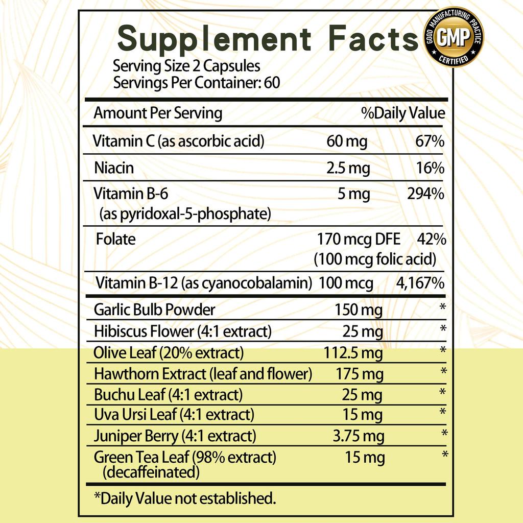 Blood Pressure Support - with Hawthorn and Hibiscus- Natural Supplement Healthy Heart Brain Immune Blood Vessels Flow Blood Pressure Cholesterol