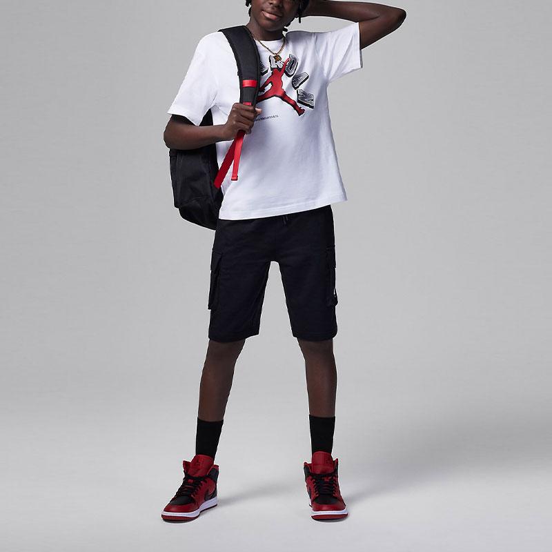 Jordan Logo Print Casual Knit Short Sleeve T-Shirt Childrens Kids Tops White FV2530-100