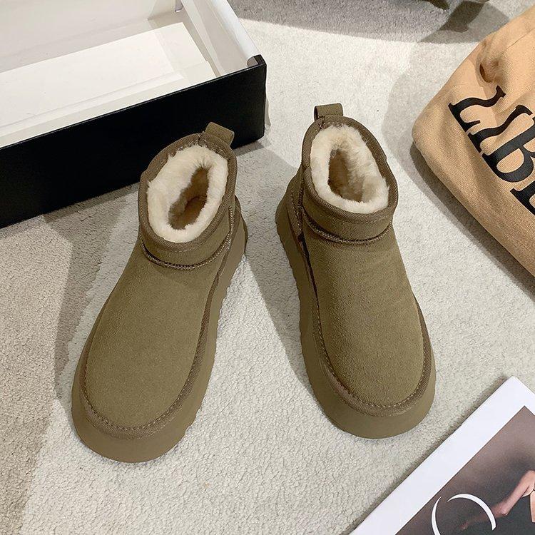 Thick-soled Snow Boots Women's Fur Integrated 2025 New Zhou Dongyu Same Short Tube Winter Velvet Thickened Cotton Shoes
