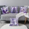 1PC New Christmas Square Purple Decorative Pillowcase Santa Claus Snowman Single-Sided Cushion Cover