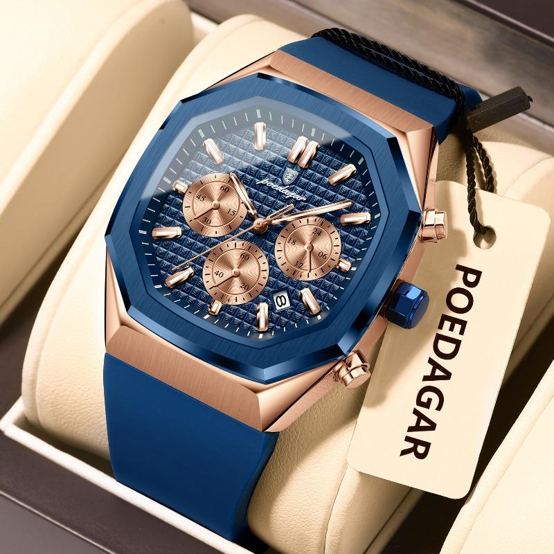 Business Quartz Men's Wristwatch Chronograph Date Silicone Strap Man Watch Waterproof Military Luminous Watches For Men