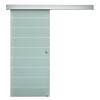 90cm Sliding Glass Door With Hardware Track Kit Frosted Tempered Glass With Stripe Pattern Round Handle