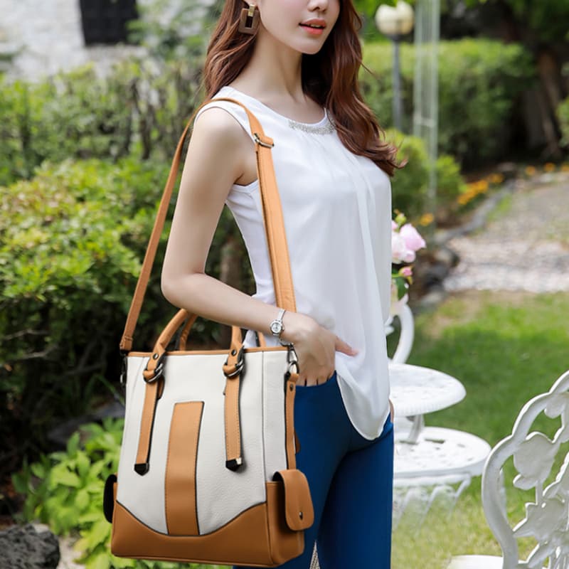 Fashion Women's Bag Color Matching Shoulder Messenger Bag Tote Bag