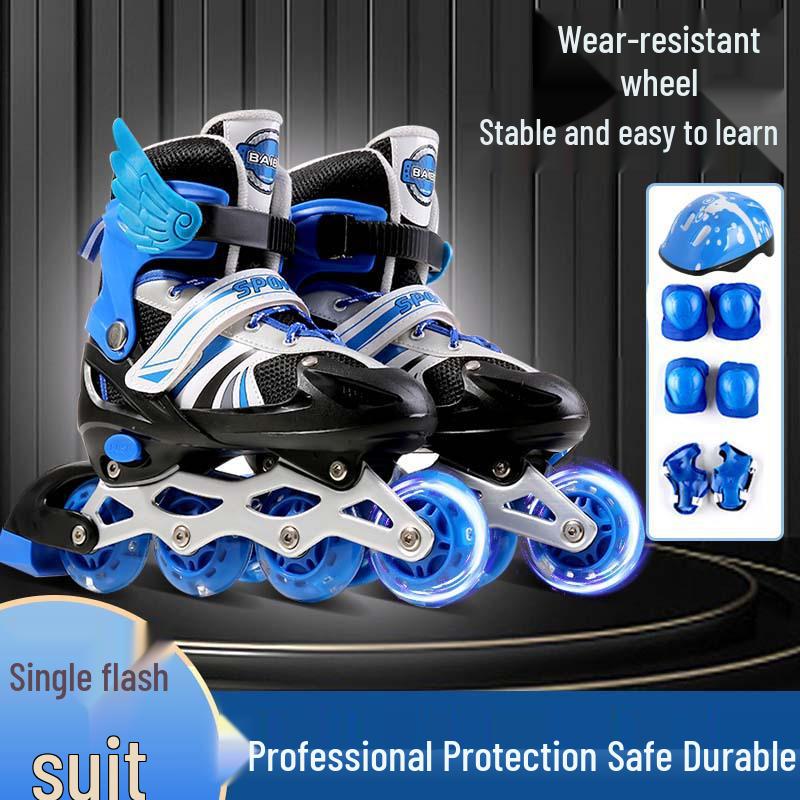 Verstellbare Flash Inline-Rollschuhe für Kinder – Komplettes Set