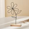 Scandinavian Style Wall Decor Nordic Wrought Iron Decoration, 3D Hollow Flower Ornament with Wood Base, Modern Farmhouse Handcrafted Figure for Living