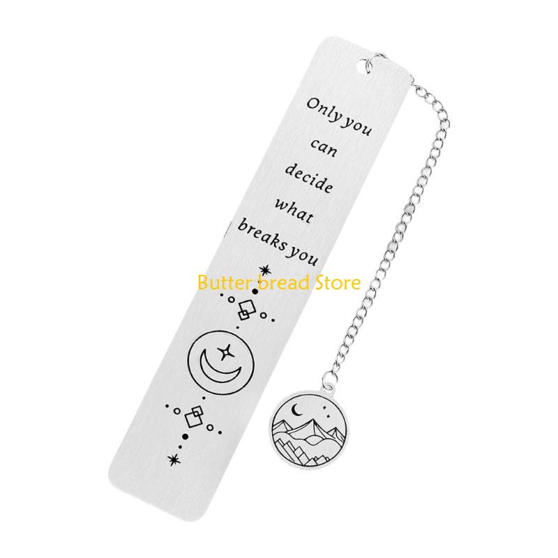 W89C Inspirational Bookmarks Pendant Bookmarks Metal Book Mark Book Page Divider Present for Teacher Book Lover Student