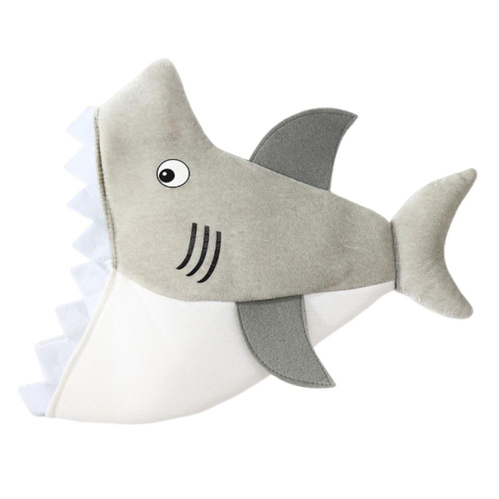 Cartoon Shark Party Hat Cute Halloween Headgear Party Supplies Shark Head Cover Photo Props серый