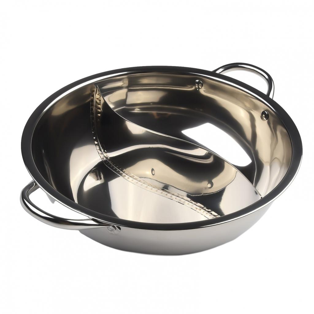 Hot Pot Twin Divided Stainless Steel Cookware Dish Plate Gas Stove Home Hotpot