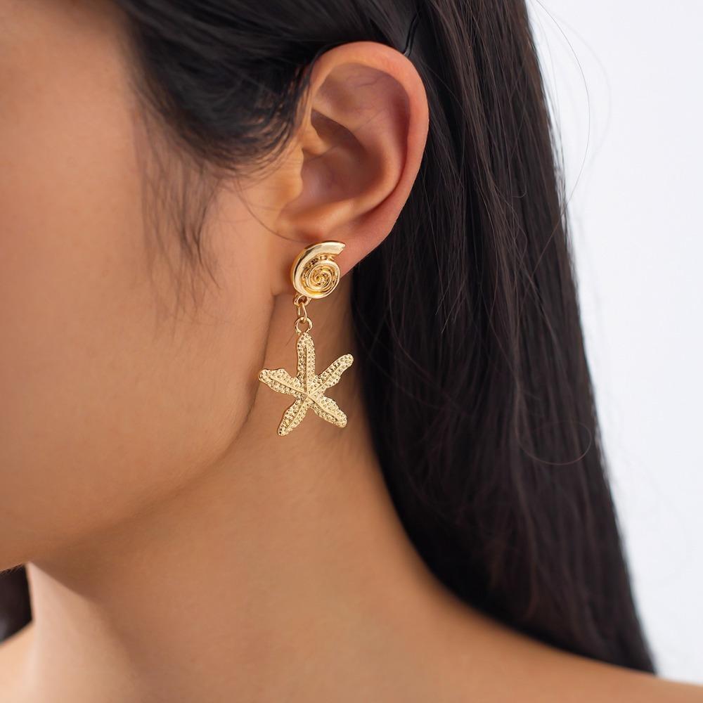 Conch Shell Drop Earrings Scallop Starfish Pendant Earrings Charms Starfish Stud Earrings  Vacation