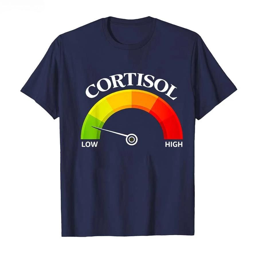 Retro Funny Low Cortisol Levels V Meme Tshirt for Unisex Women Summer Fashion Cotton T Shirts Short Sleeve Tops