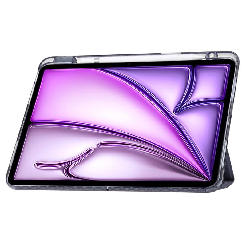 

For iPad Air 13 (2025)/(2024) Cover PU Leather Origami Stand Clear Tablet Shell Lavender Purple