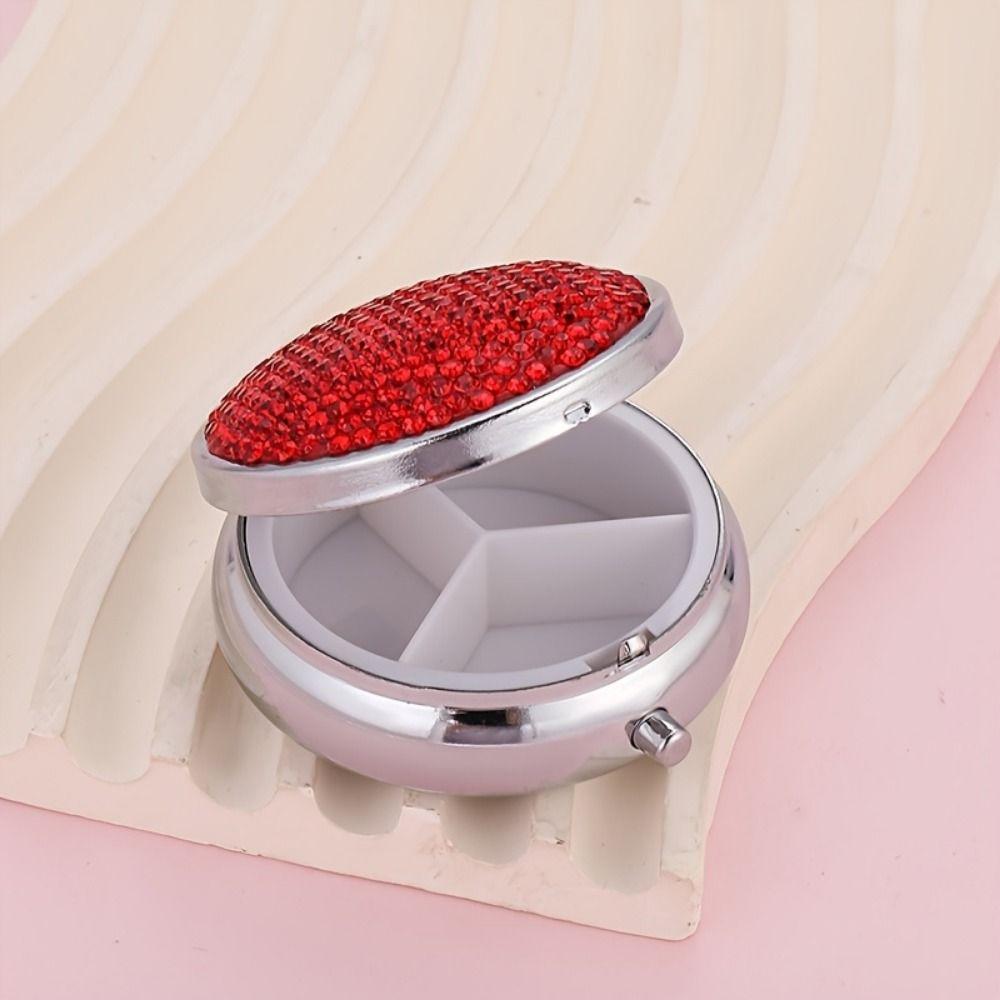 Bling Pill Tablet Container Sparkling Rhinestone Pill Storage Box Elegant Pill Case Container Home