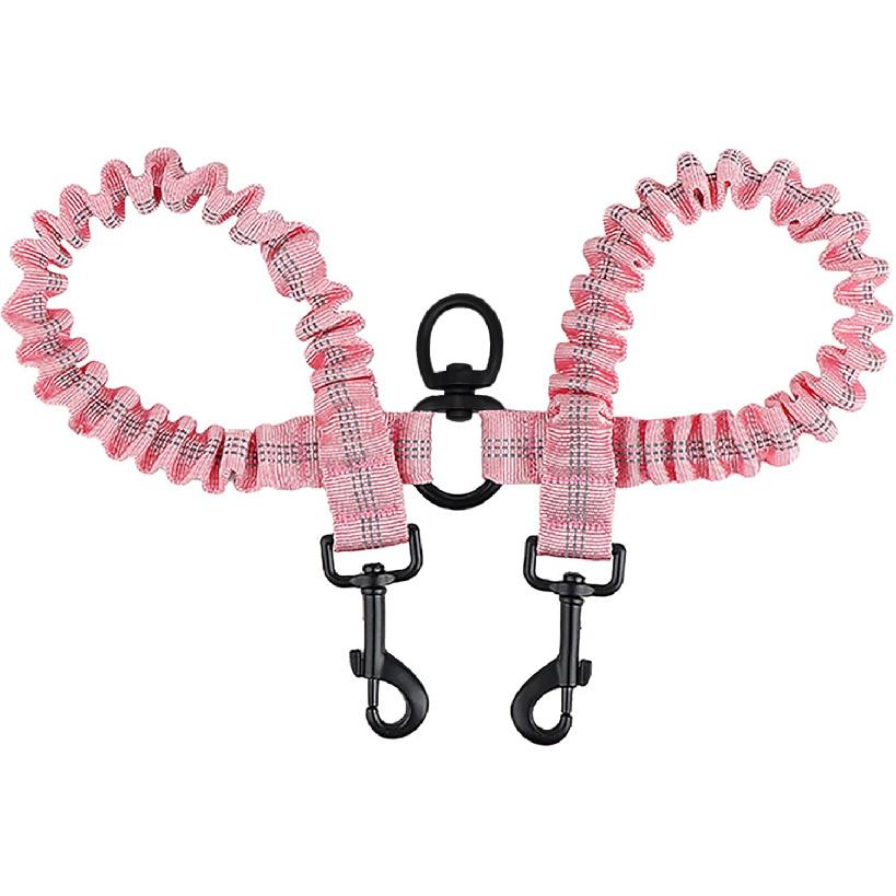 BAOBOTE Pet Double Dog Leash, Shock Absorbing Reflective Bungee Lead Walk 2 Dogs with Ease, 360° Swivel No Tangle Double Dog Walking & Training