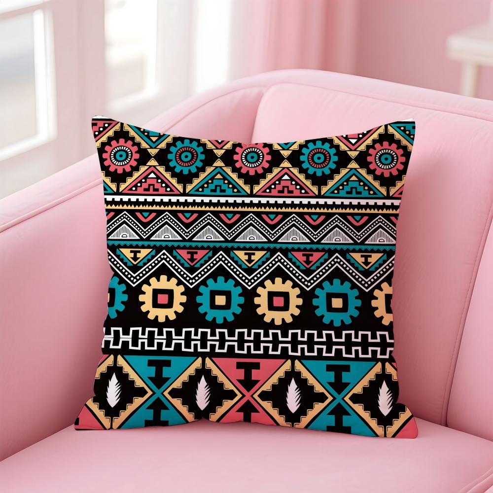 Traditional Chinese Ethnicstyle Geometric Patterns Cushion Cover Pillow Case Soft Skin Friendly Fabric  Concealed Zipper