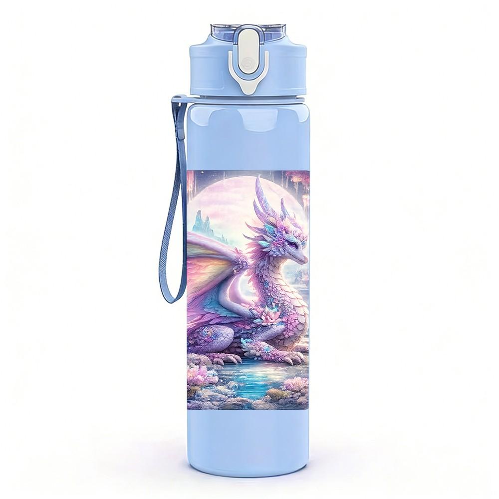 1PC Purple Dream Galaxy Abstract Print 750ml Color Plastic Sports Water Bottle Leakproof Flip Straw Lid Suitable for Sports Office Home Use