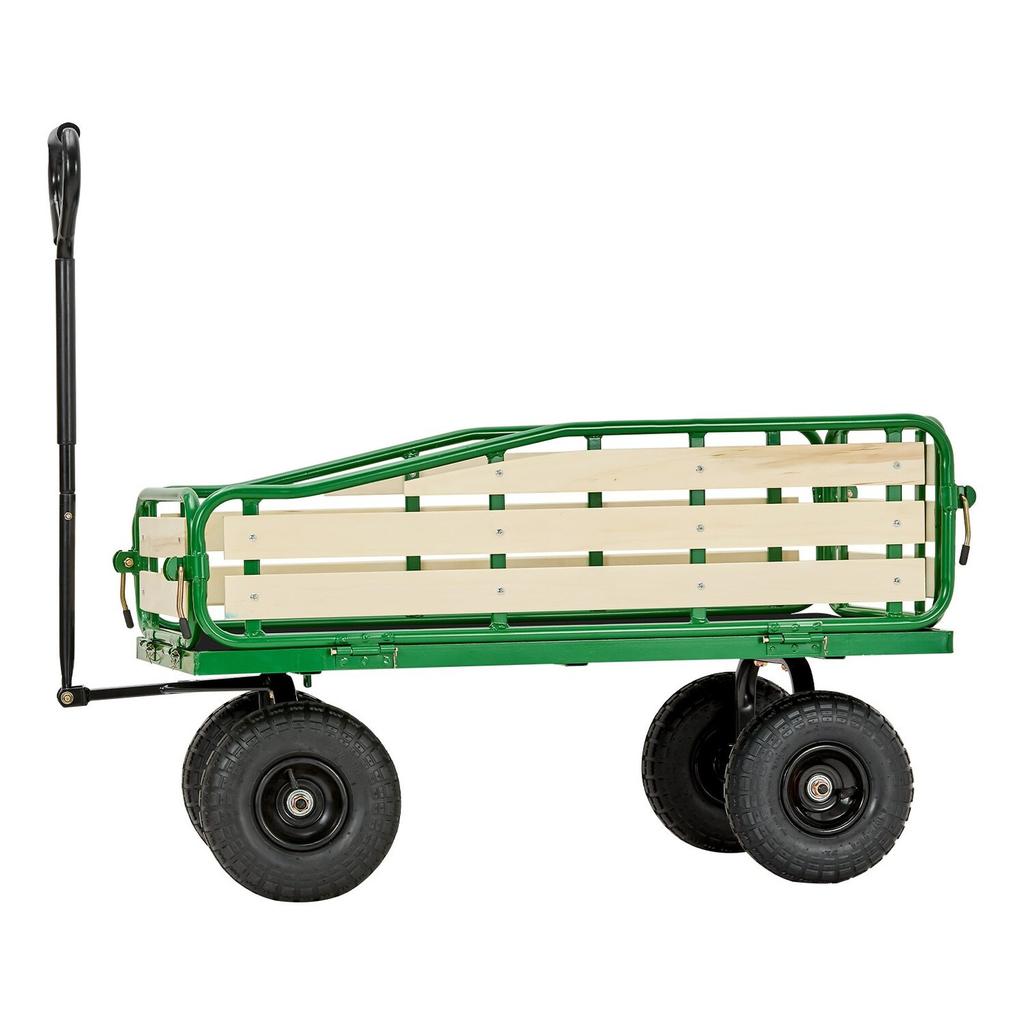 Pull-Along Wagon for Kids,101 cm Toddler Wagons with Foldable Wooden Panel & Handle, Supports up to 250kg, 25.4cm All-Terrain Tires, Utility Wagon