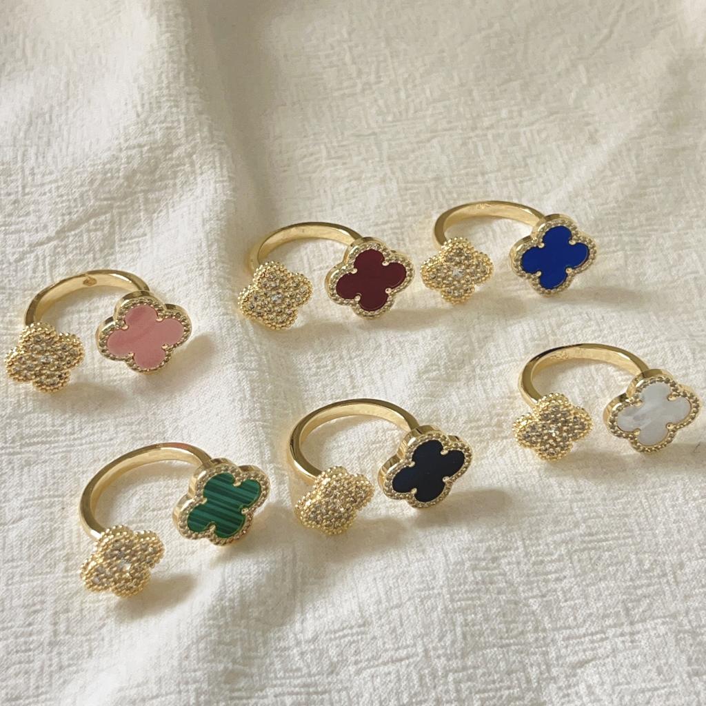 Klee-Ring für Damen, Nische, leichter Luxus, hochwertig, nicht verblassend, Zeigefingerring, schlichter und vielseitiger Ring