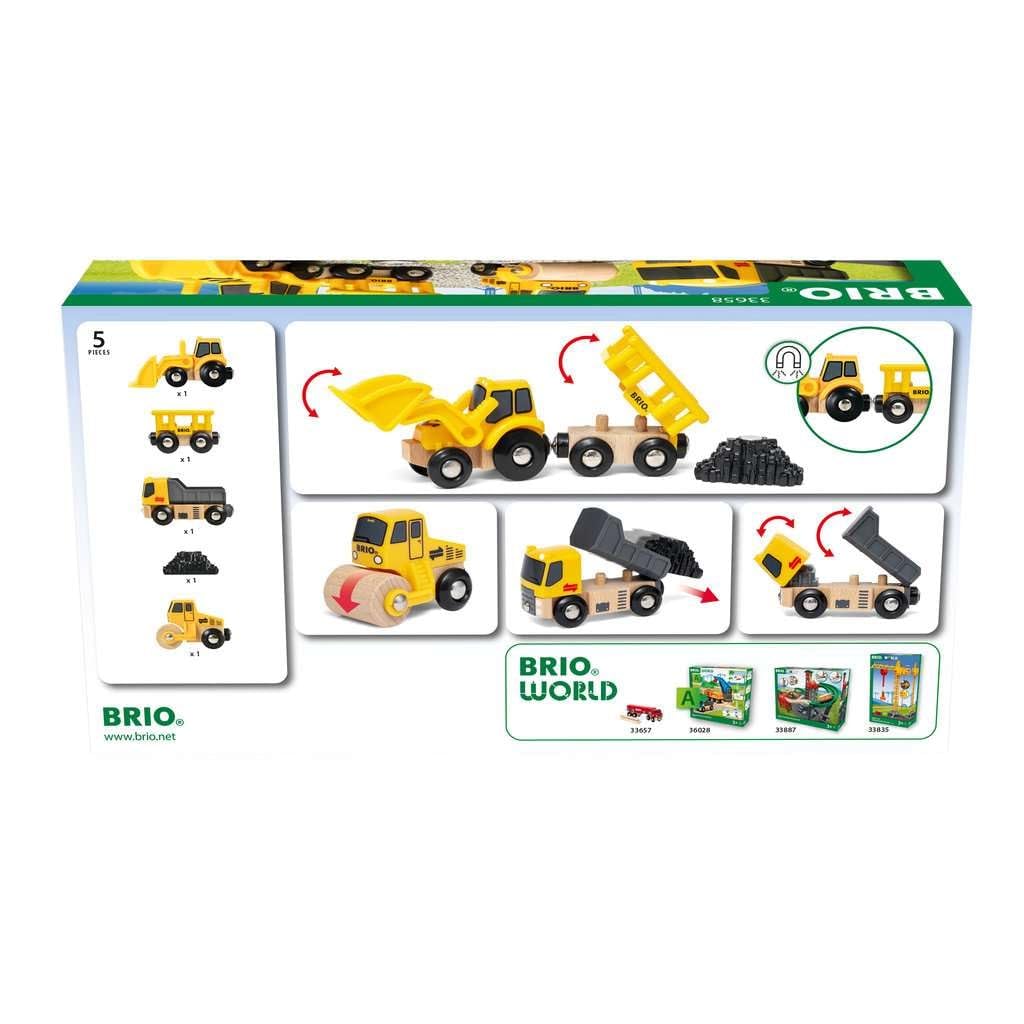 BRIO Wooden Railway Educational Toy Construction Vehicle Set 33658 Indoor Brain Concentration Improved for Boys and Girls (Ages 3+) Birthday,