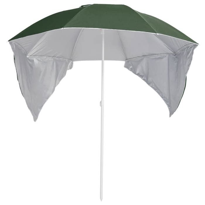 VidaXL Beach Umbrella with Sidewalls Green 215 Cm, Beach Sunshade, Outdoor Umbrella, Patio Umbrella, 318838