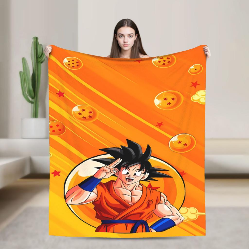Black White Goku Dragon Ball Flannel Blanket Soft Durable Bedding Throws For Couch Bed Picnic Bedspread Sofa Bed Cover