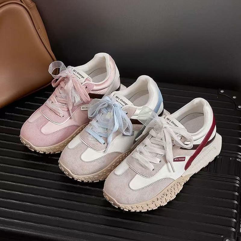 Women's spring new thick-soled versatile color matching shows height dad shoes ballet sneakers women