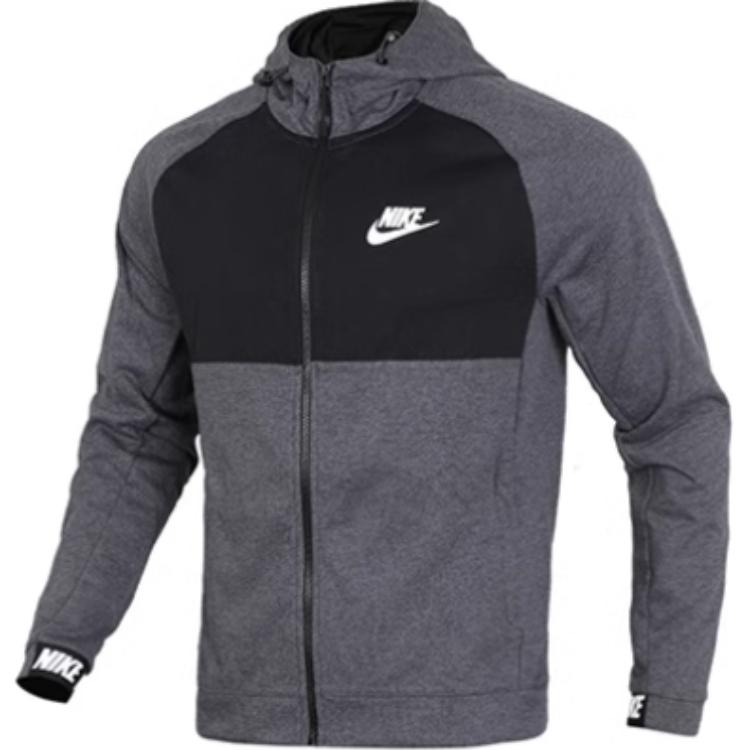 Nike Color Block Logo Zip-Up Long Sleeve Jacket Men Jackets Gray 861743-071