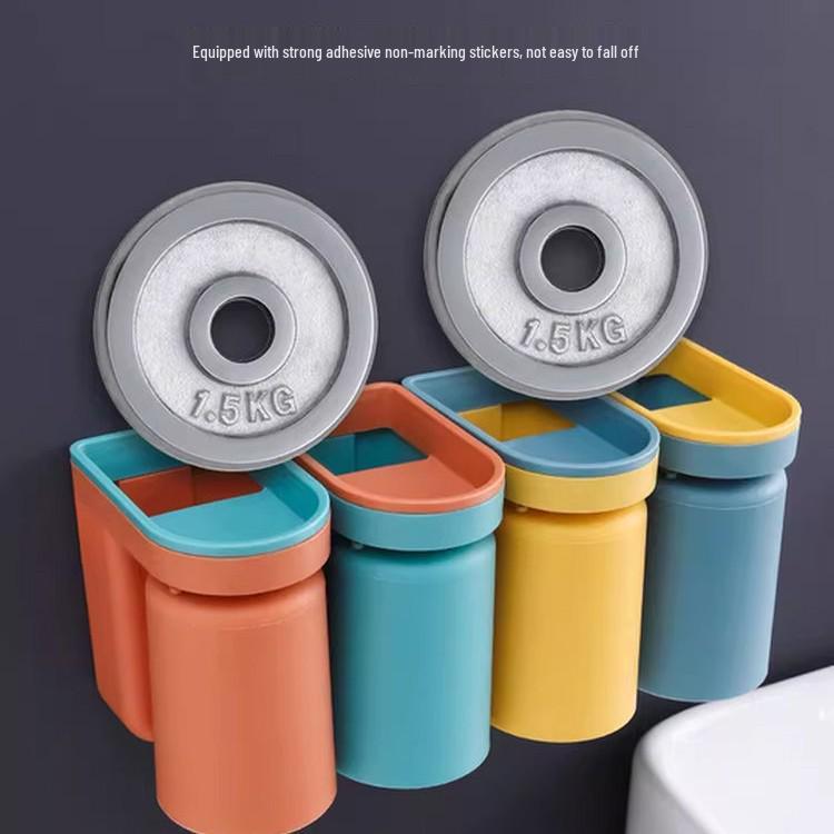 Wall-Mounted Toothbrush & Mouthwash Holder Set with Cup - Punch-Free Bathroom Storage Box