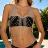 European And American Jewelry, Fashionable Multi-Row Fringed Rhinestone Breast Chain, Sexy Nightclub Party Wear Chest Jewelry