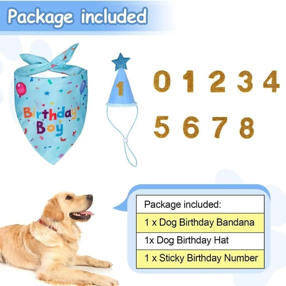 Adjustable Pet Birthday Caps Cute Dog Birthday Bib Dog Dress Up Dog Birthday Hat Set for Dogs Cats