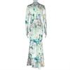 European Cross-Border Print Slim-Fit Skirt Suit: Mesh Long Skirt & High Neck Top - Trendy Casual Commuter Women's Two-Piece