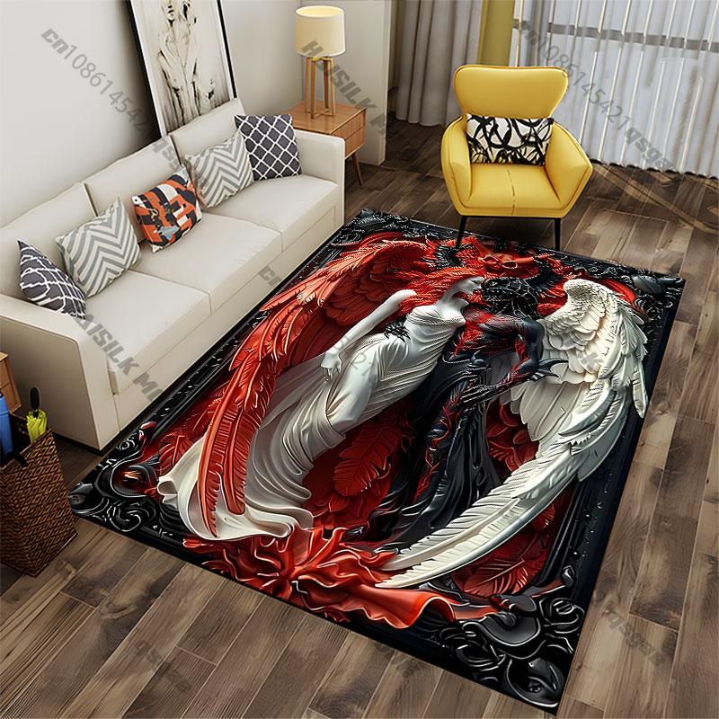 Duality love power angel demon carpet Yoga living room room decor children's crawling mat doormat area rug games mat
