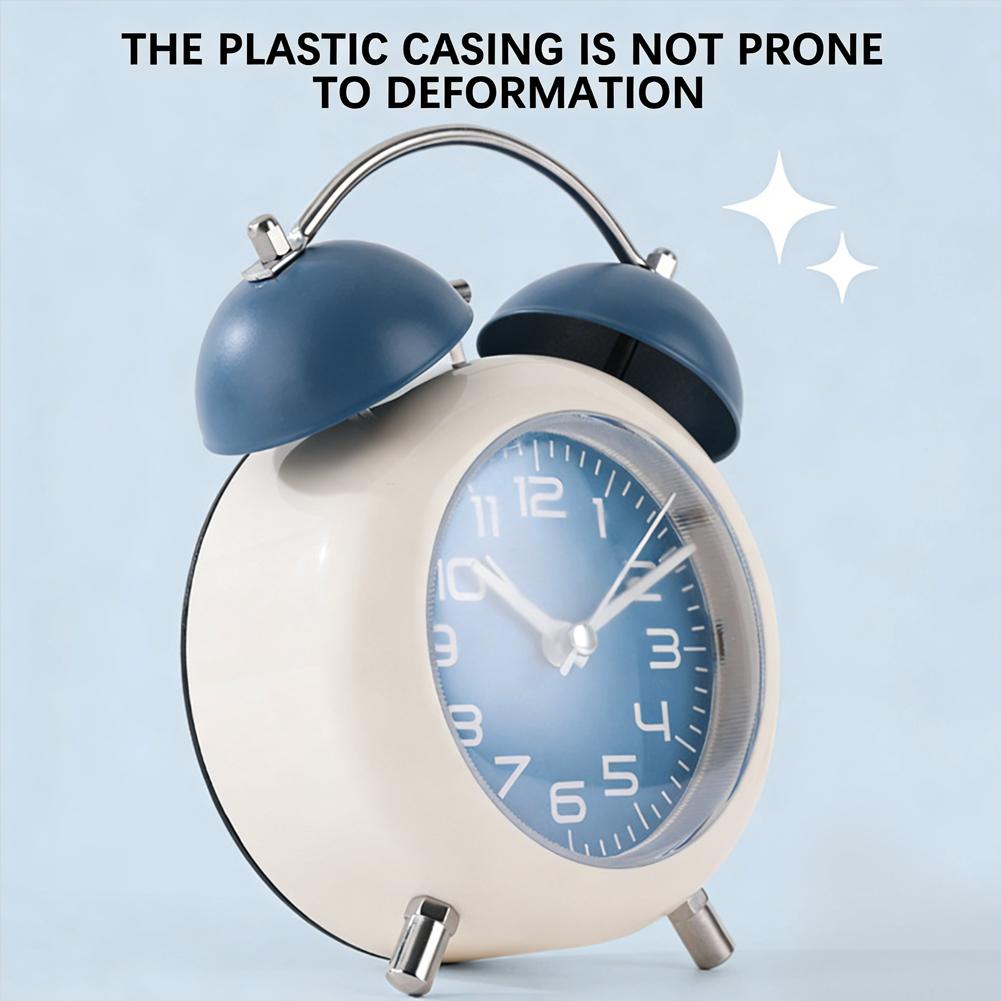 Cartoon Mini Alarm Clock Retro Twin-Bell Loud-Analog Alarm Clock for Heavy Sleeper Practical Kid Room Desk Table Clock