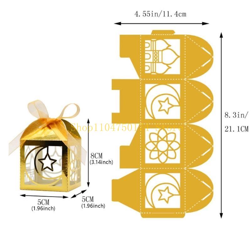 50PCS Eid Mubarak Boxes Eid Decoration Supplies Candy Box Suitable for Festival Treats and Festival Parties Decorations top sale
