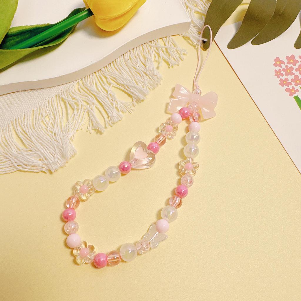 Pink Bear Bow Cell Phone Charm: Anti-Drop Lanyard & Wrist Strap